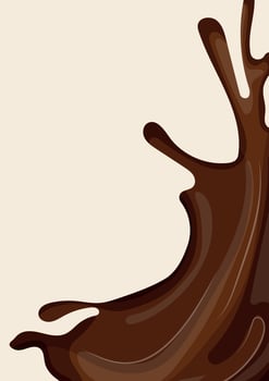vertical poster for Chocolate Day with splashes of dark chocolate with small drops vector