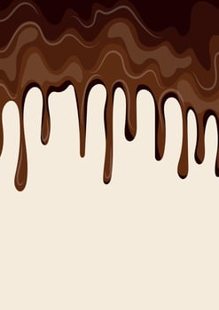 vertical poster for Chocolate Day with melted dark chocolate dripping down in small drops vector