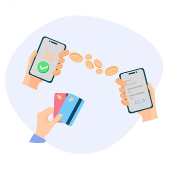illustration of transferring or sharing money to others. concept of transferring funds to other application users. vector