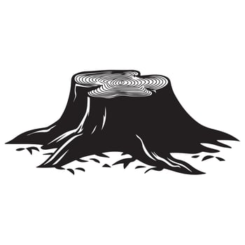 Tree stump sihouette Black, stump icon. stump line art illustration. with white background vector