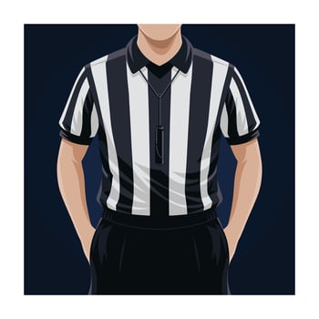 Referee in black and white striped shirt vector