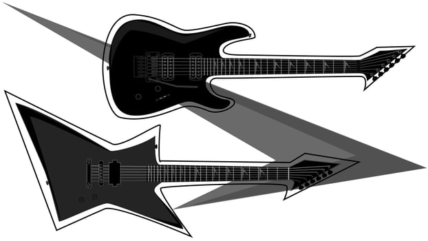 Electric guitars designs drawing vector
