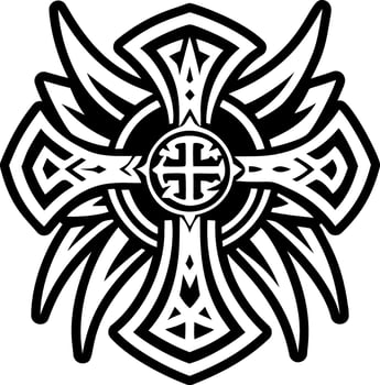 A solid style icon of guardian cross symbol vector