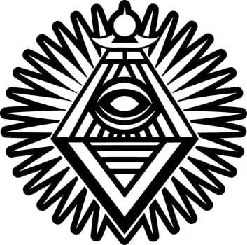 A solid style icon of divine rays tattoo vector