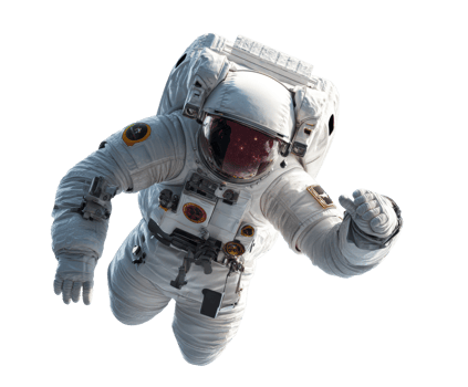 Astronaut floating in space with a stunning view of the cosmos png