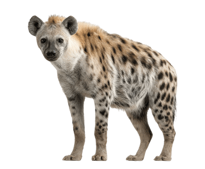 Unique characteristics of a hyena standing proudly in nature png
