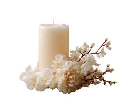Elegant candle arrangement with fresh flowers for relaxation png