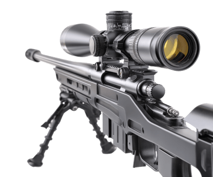 Precision rifle with advanced scope for target shooting png
