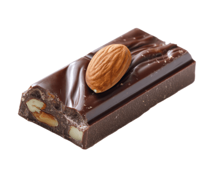 Delicious chocolate almond bar for sweet treats and desserts png
