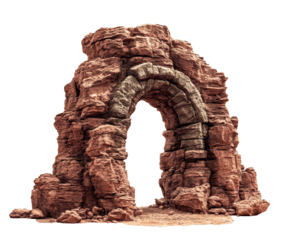 Natural rock arch formation in a desert landscape for outdoor design png