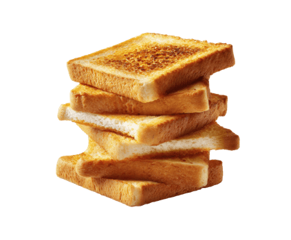 Slices of freshly toasted bread stacked for breakfast preparation png