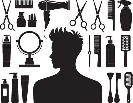 Mens hair salon styling tools and products vector