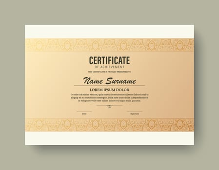 Decorative Gold Vintage Certificate of Achievement Design art vector
