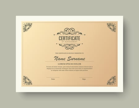 Gold Vintage Certificate of Achievement Design vector