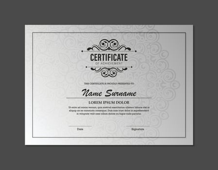 Certificate of achievement with mandala texture vector