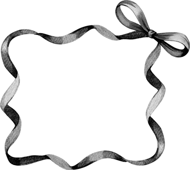 Satin Ribbon black frame watercolor illustration png