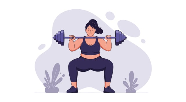 Woman lifting barbell weights during workout exercise for fitness and strength training illustration vector