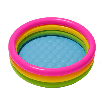 Colorful inflatable kiddie pool isolated on transparent background, children summer water play item png