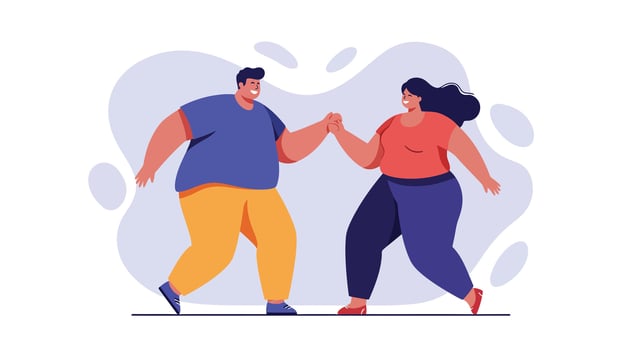 Happy couple holding hands smiling together in casual clothing simple illustration vector