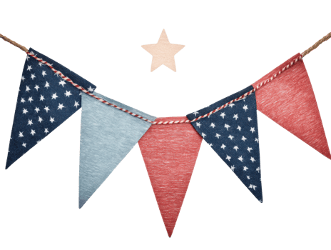 Colorful fabric bunting decoration for festive celebrations and events png