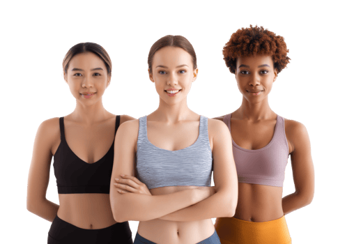 Women celebrating diverse beauty and fitness concepts png
