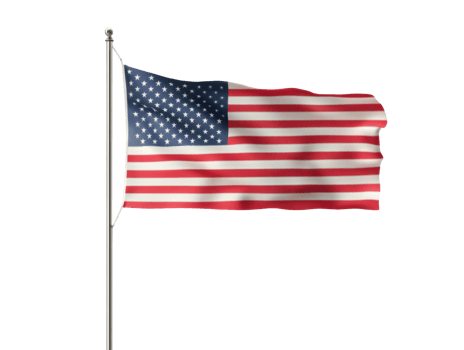 American flag waving in the wind at outdoor location during daytime png