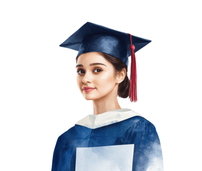 Graduate in blue gown celebrating academic achievement at graduation png