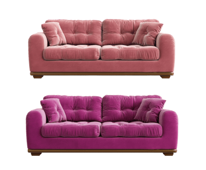 Stylish pink and purple sofas for modern living room design png