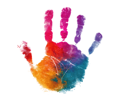 Colorful handprint as a symbol of creativity and childhood expression png