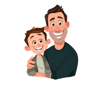 Father and son bonding in joyful family moment png