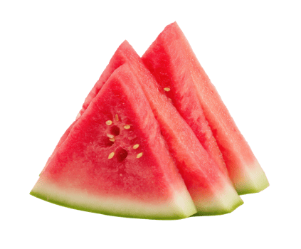Fresh watermelon slices arranged in a creative way for summer snacks png