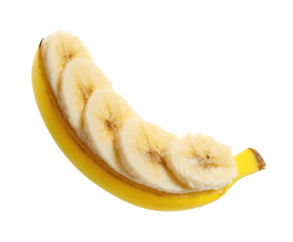 Healthy banana snack with sliced yellow fruit for creative recipes png