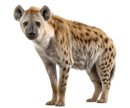 Striped hyena standing gracefully in natural habitat png