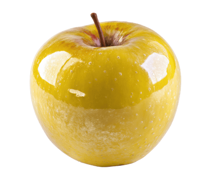 Fresh yellow apple on display in natural lighting for healthy eating png
