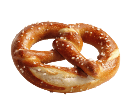 Delicious soft pretzel with a golden brown crust and sea salt png