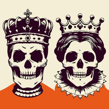 King and Queen Skull Illustration Vintage Crown Design vector