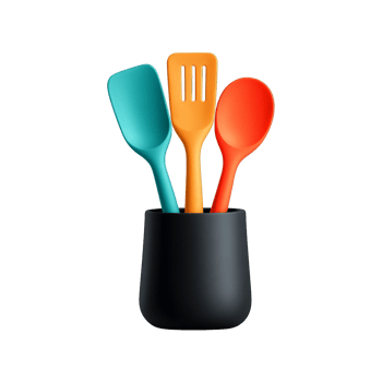 Colorful pastel silicone spatulas kitchen essential tools png