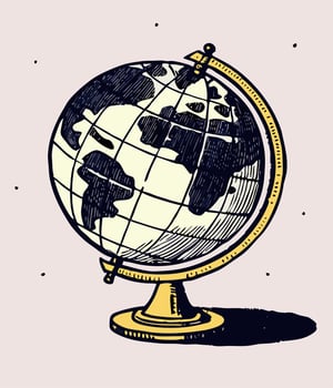 Hand Drawn Vintage Globe Illustration, World Map vector