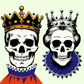King and Queen Skulls Wearing Crowns Gothic Royalty Illustration vector