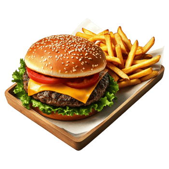 Thick juicy cheeseburger classic fast food meal png