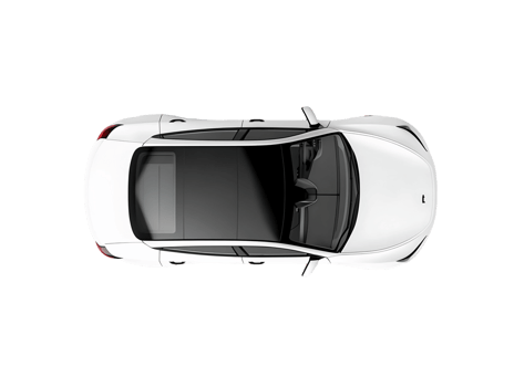 White Luxury Car Overhead View with Panoramic Sunroof png