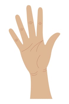Hand gestures. Counting fingers. Five fingers. illustration vector