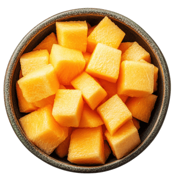 Bowl of diced cantaloupe fresh fruit healthy png