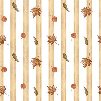 Seamless autumn pattern with vertical stripes and leaves. Handmade watercolor illustration. For packaging, textiles, wallpaper, printing and wrapping paper, for tablecloths, curtains and home decor. png