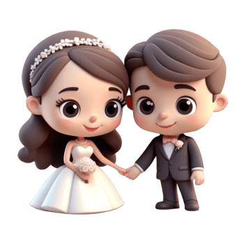 Wedding couple cartoon character cute png