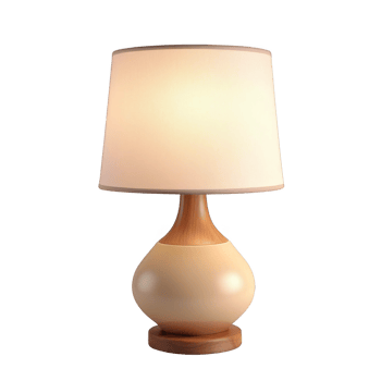 Wooden base elegant table lamp isolated png