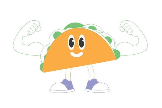 Smiling taco cartoon character with googly eyes driving a cute car perfect for food-themed illustrations and fun Mexican cuisine branding visuals vector