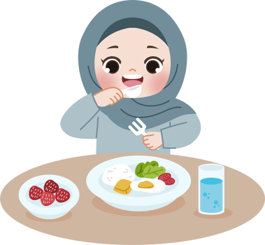 muslim hijab girl eating meal png