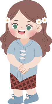 cute calm girl in blue kebaya png