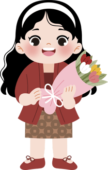 girl wear kebaya holding flower bouquet png